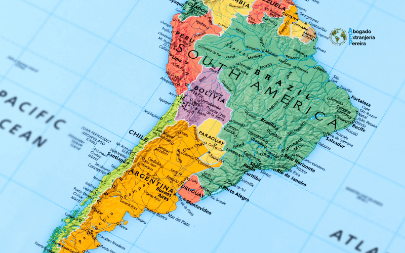 Mapa paises iberoamericanos con derecho a nacionalidad espanola en 2 anos